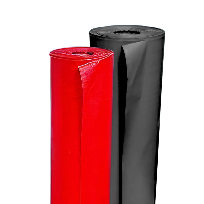 Rollos de bolsas de basura industriales en color rojo y negro